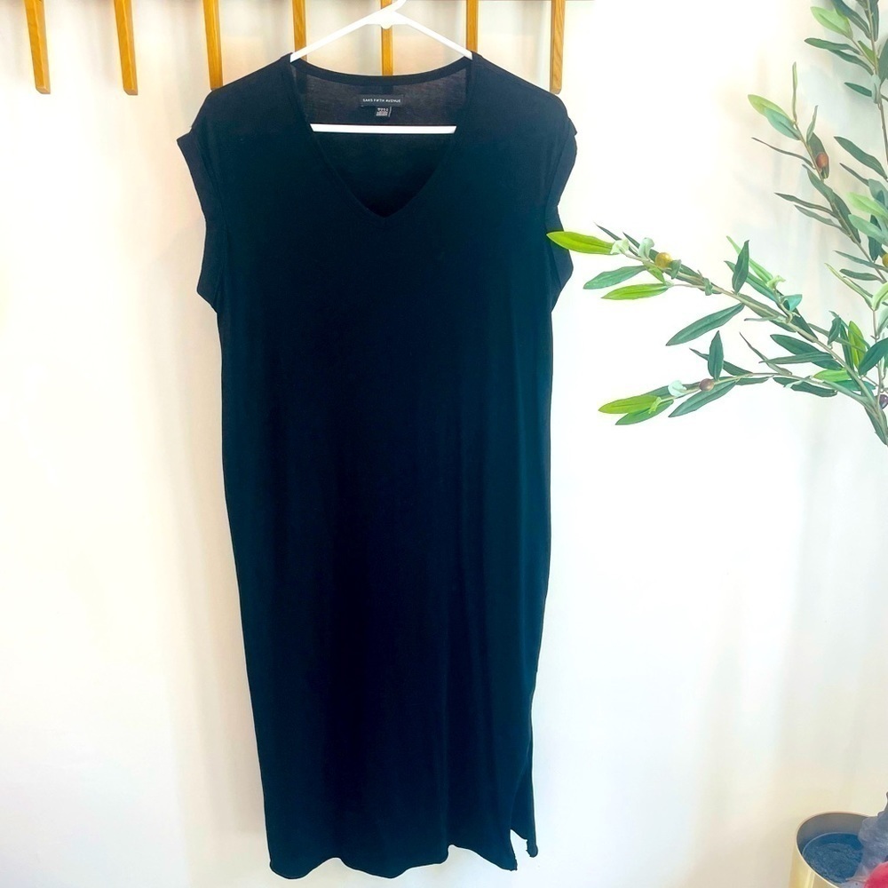 Saks Fifth Avenue V-Neck Cotton Cap Sleeve Dress, Size S​​​​​​​​​